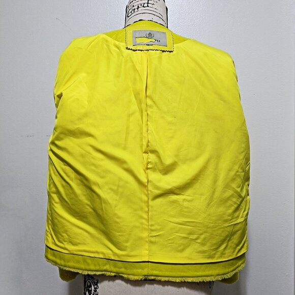 New Real Merino Lamb Fur Sheepskin Shearling Leather Coat Jacket Lemon Bumblebee - Picture 5 of 5